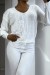 Suéter blanco con cuello en V y detalle de encaje - Talla única | 10,08 € | OKKO MODE