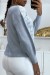 Pull col V bleu pastel à motif dentelle blanche | 10,92 $ | OKKO MODE