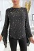 Black Pearl-Embellished Flowy Top | $4.55 | OKKO MODE