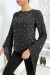 Black Pearl-Embellished Flowy Top | $4.55 | OKKO MODE