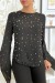 Black Pearl-Embellished Flowy Top | $4.55 | OKKO MODE