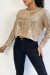Pull court rose poudrée  pailleté en maille fluide et tendance col rond | 10,08 € | OKKO MODE
