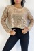Pull court rose poudrée  pailleté en maille fluide et tendance col rond | 10,08 € | OKKO MODE