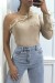 Ribbed One-Shoulder Ruffle Sleeve Top | $7.96 | OKKO MODE