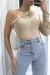 Ribbed One-Shoulder Ruffle Sleeve Top | $7.96 | OKKO MODE