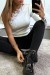 Ribbed One-Shoulder White Top with Ruffles | $7.96 | OKKO MODE