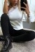 Ribbed One-Shoulder White Top with Ruffles | $7.96 | OKKO MODE