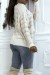 Pull ajouré beige à col rond et dentelle pas chère | 10,92 $ | OKKO MODE
