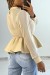 Beige Bluse aus plissiertem Tüll und Kunstleder mit Balloneffekt | 5,25 € | OKKO MODE