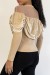 Blusa Bege Detalhes Veludo Malha Transparente Ombros | 5,69 $ | OKKO MODE