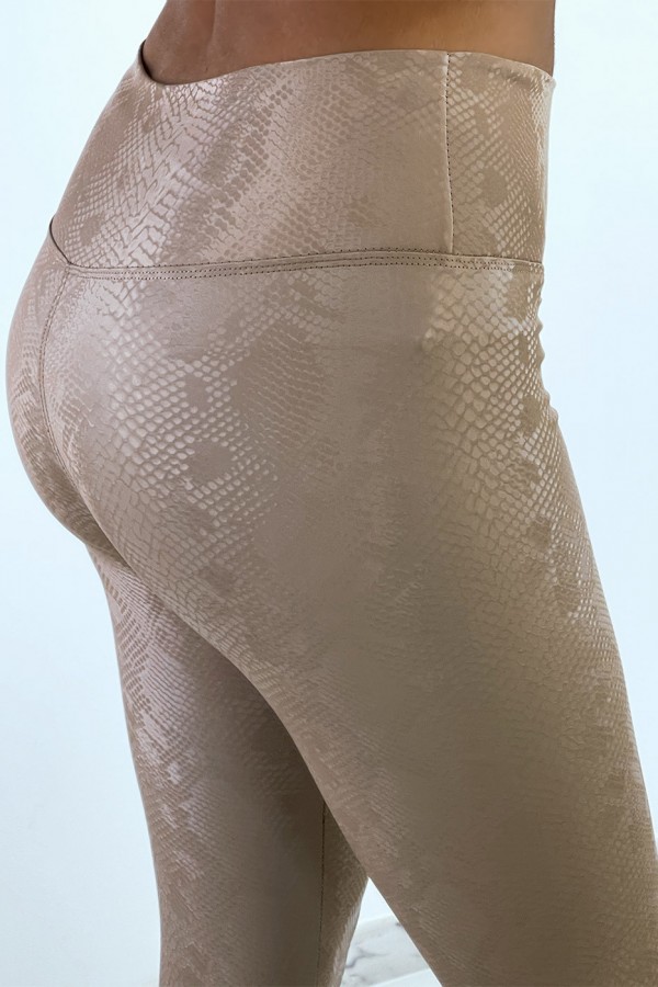 Legging taupe effet 3D motif Python - 4