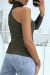 Jersey kaki cuello alto manga única | 7,96 $ | OKKO MODE