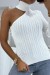 White Twisted Knit Turtleneck with One Sleeve | €7.35 | OKKO MODE