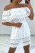 Vestido blanco con cuello bardot y detalles bordados - ¡Elegancia veraniega! | 6,83 $ | OKKO MODE