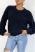 Pull noir à col rond tout doux effet bouffant | 10,92 $ | OKKO MODE