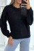 Pull noir à col rond tout doux effet bouffant | 10,92 $ | OKKO MODE