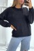 Pull noir à col rond tout doux effet bouffant | 10,92 $ | OKKO MODE