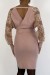 Elegant Rose Wrap Dress with Lace Sleeves | $10.92 | OKKO MODE