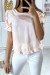 Blouse rose manches volantes avec dentelle et boutonnés au dos | £3.53 | OKKO MODE