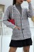 Chaqueta gris con cuello vuelto y botones de presión | 10,92 $ | OKKO MODE
