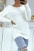 Pull dos-nu blanc à nouer en grosse maille et à manches bouffantes | 10,92 $ | OKKO MODE