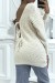 Pull dos-nu beige à nouer en grosse maille et à manches bouffantes | 10,08 € | OKKO MODE
