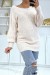 Pink Open-Back Chunky Knit Sweater with Puff Sleeves | €10.08 | OKKO MODE