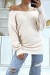 Pink Open-Back Chunky Knit Sweater with Puff Sleeves | €10.08 | OKKO MODE