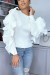 Blusa blanca con volantes en las mangas | 7,96 $ | OKKO MODE