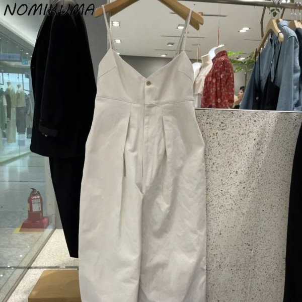 Nomakuma – combinaison pantalon à jambes larges pour femme, nouvelle collection printemps été 2023, couleur unie, bretelles Spag