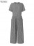 Salopette à jambes larges à carreaux pour femmes, manches courtes, taille plissée, col rond, adt, combinaisons vichy déco | 22,67 $ | OKKO MODE