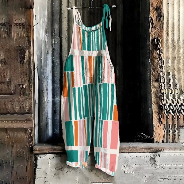 Pantalon Taille Haute en Coton à Rayures pour Femme Tenue Décontractée de Luxe à Jambes Larges, Vêtement de Rue
