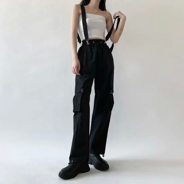 Combinaison Hip-Hop Harajuku pour Femme, Salopette Décontractée, Pantalon Cargo FjBaggy, Couleur Unie, Nouvelle Collection 2023|15,03 €|OKKO MODE