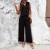 Ensemble 2 pièces pour femmes, vêtement d'été, couleur unie, col en v, boutons, neuvième pantalon, élégant | 45,29 $ | OKKO MODE