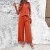 Ensemble 2 pièces pour femmes, vêtement d'été, couleur unie, col en v, boutons, neuvième pantalon, élégant | 45,29 $ | OKKO MODE