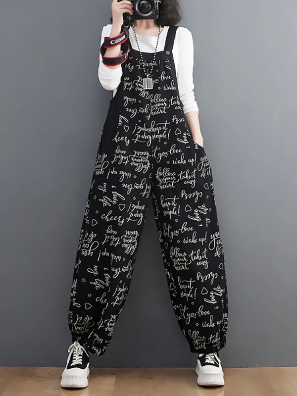 Pantalon en Denim de coton pour femme, ample, décontracté, Cargo, Vintage, confortable, combinaison lanterne, mode automne