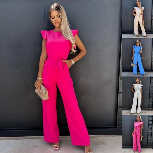 Combinaison Vintage à Jambes Larges et Manches Volantes pour Femme, Barboteuse Élégante, Streetwear, Salopette pour Diabétique, 