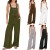 Salopette rétro en coton multi-documents, tendance estivale, pantalon long décontracté, poches, bouton, sangle de jambe large, c | 16,19 € | OKKO MODE