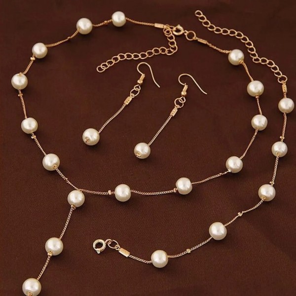 Ensemble de bijoux couleur or pour dames, perles et pampilles|2,69 €|OKKO MODE