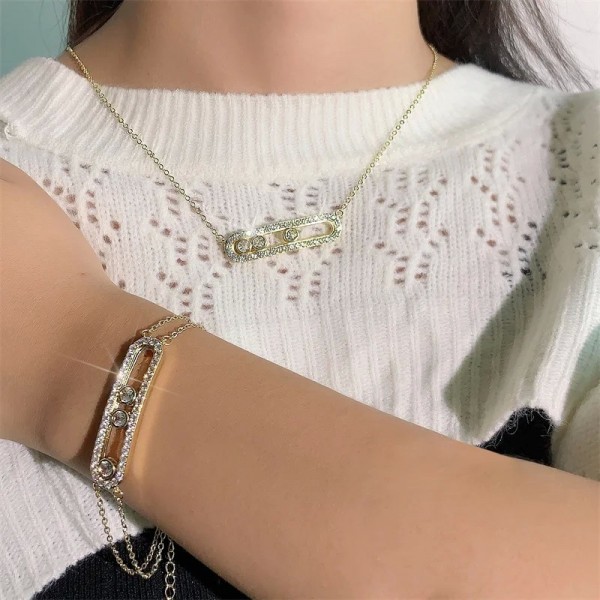 Ensemble collier et bracelet en perles rondes pour femme, bijoux de fête blanc zircon cubique|7,19 €|OKKO MODE