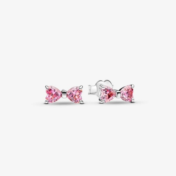 Ensemble de bijoux en argent 925 pour femme, bague à nœud rose mousseux et boucles d'oreilles - cadeaux de Noël|33,29 €|OKKO MODE