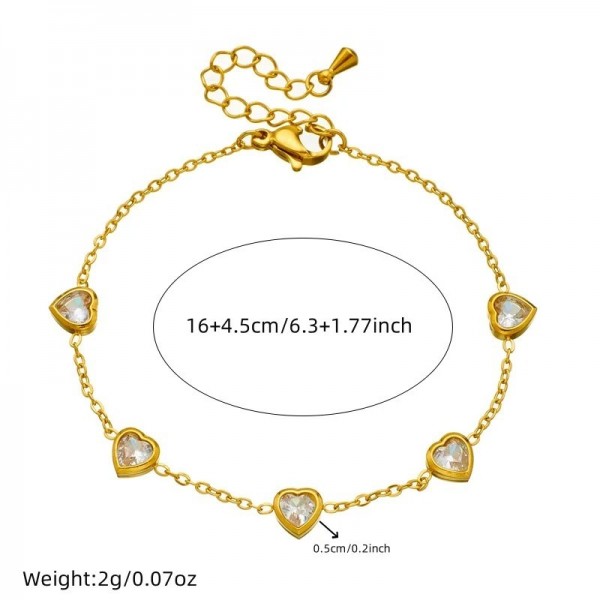 Ensemble de bijoux en acier inoxydable pour femme, bracelet cœur et boucles d'oreilles blanches|1,98 €|OKKO MODE