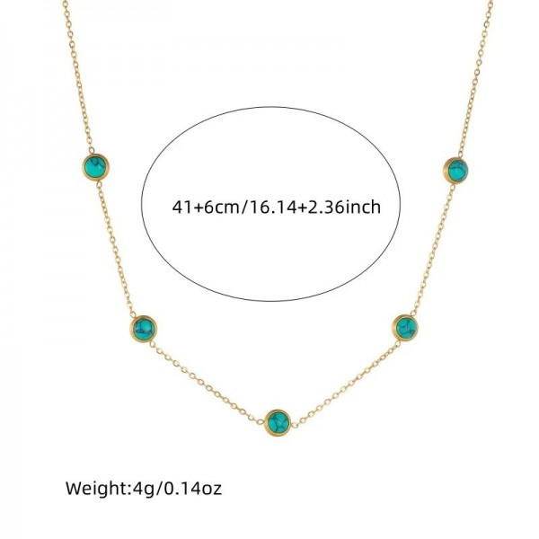 Ensemble de bijoux en acier inoxydable pour femme, collier doré et boucles d'oreilles turquoise|2,00 €|OKKO MODE