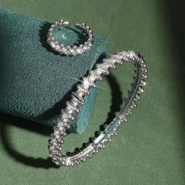 Ensemble de bijoux de luxe pour femme, bague et bracelet élégant Dubaï Saoudiens mariage