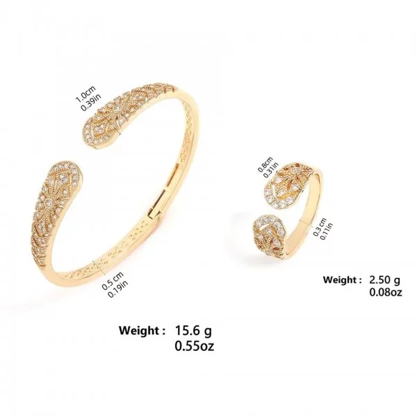 Ensemble de bijoux de luxe pour femme, bague et bracelet élégant Dubaï Saoudiens mariage