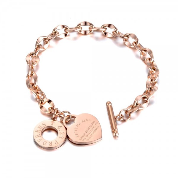 Bracelet à breloques coeur en acier inoxydable, ensemble colliers titane|2,00 €|OKKO MODE