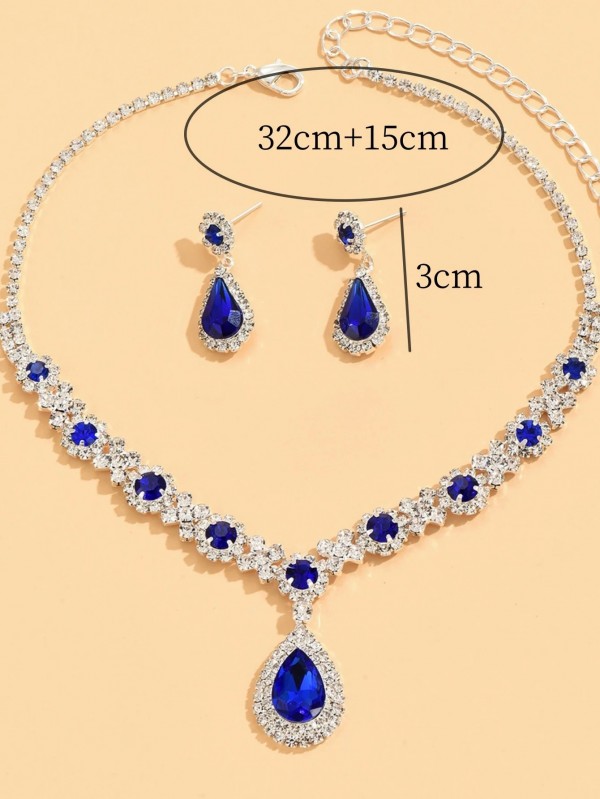 Ensemble collier et boucles d'oreilles en cristal pour femmes, accessoires de soirée mariage 3 pièces|1,98 €|OKKO MODE