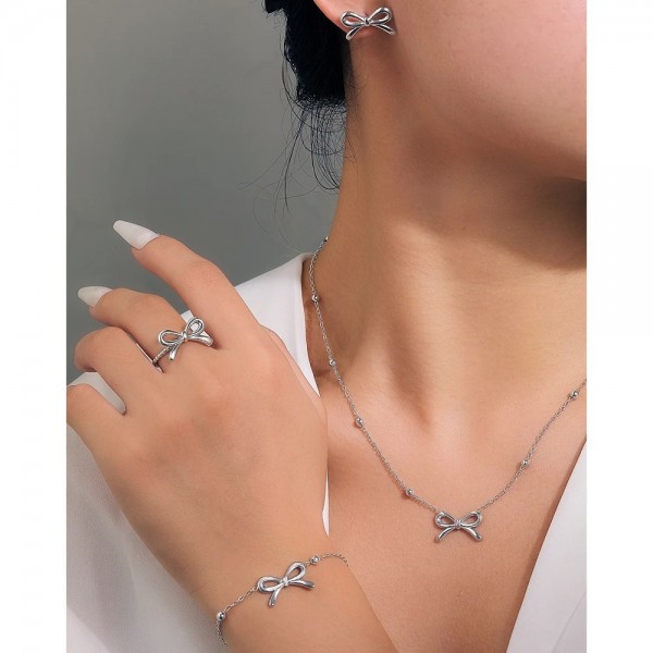 Ensembles de bijoux en acier inoxydable pour femmes, design arc exquis, mode 4 pièces|1,96 €|OKKO MODE