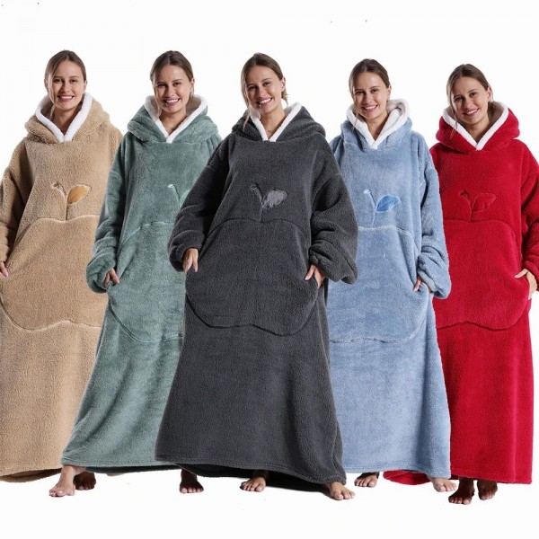 Sweats à capuche d'hiver extra long pour femmes et hommes, chauds et doux