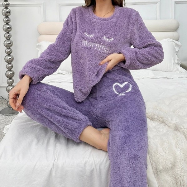 Ensembles de pyjamas en glouton violet pour femmes, manches longues et pantalons confortables|17,04 €|OKKO MODE